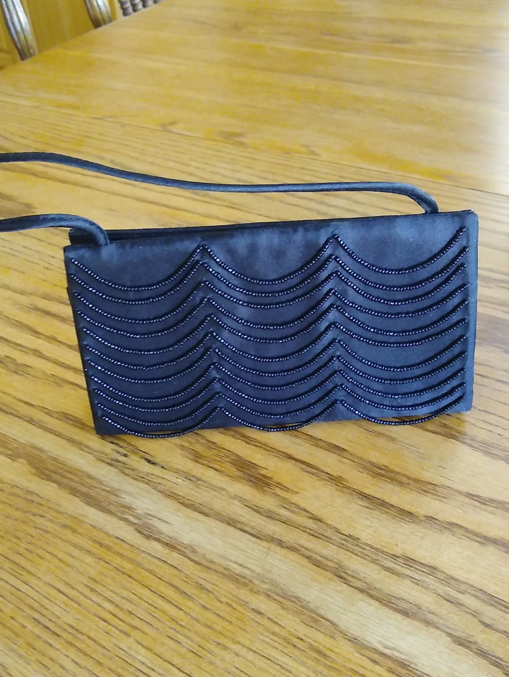 Black Beaded Makeup Purse, Evening Clutch - Elegant Women's Handled Bag
